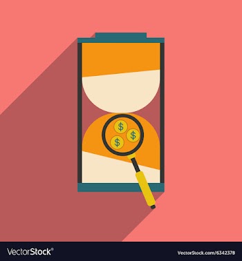 Modern flat icon with shadow hourglass and coins vector image