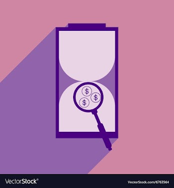 Modern flat icon with shadow hourglass and coins vector image