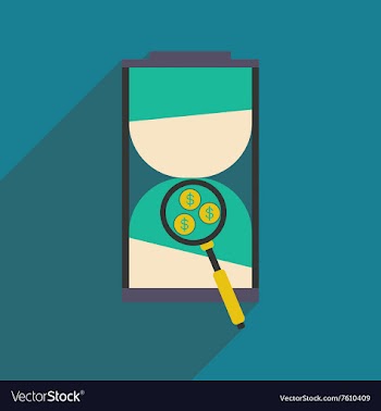 Modern flat icon with shadow hourglass and coins vector image