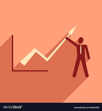 Modern flat icon with shadow Man and graph vector image