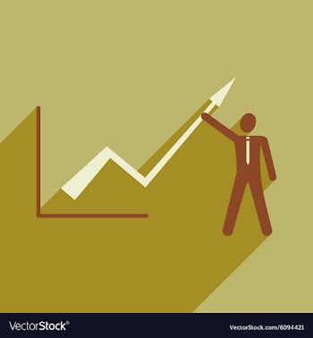Modern flat icon with shadow Man and graph vector image