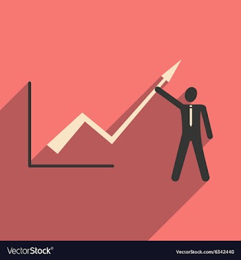 Modern flat icon with shadow Man and graph vector image