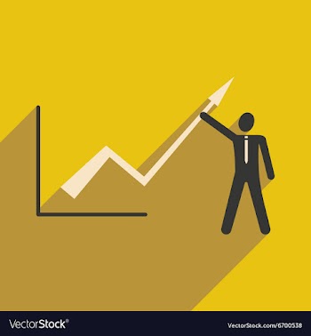 Modern flat icon with shadow Man and graph vector image