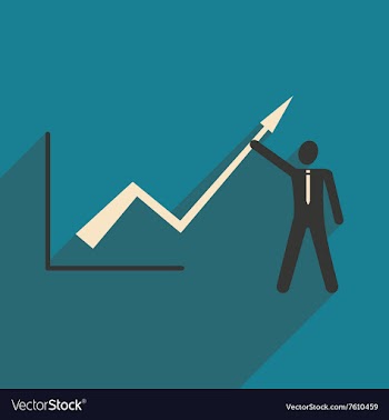 Modern flat icon with shadow Man and graph vector image