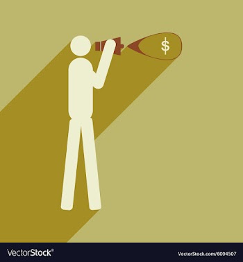 Modern flat icon with shadow man megaphone money vector image