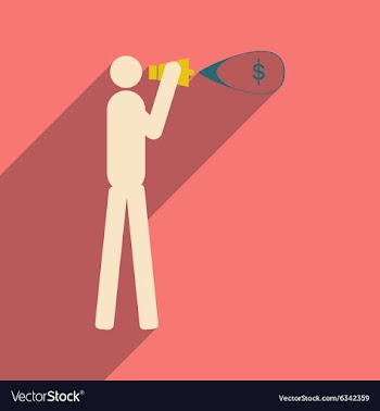 Modern flat icon with shadow man megaphone money vector image