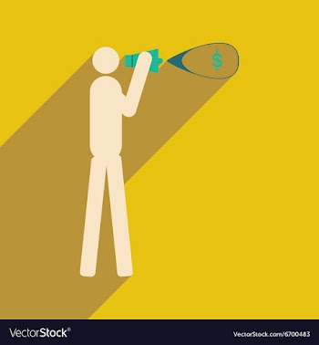 Modern flat icon with shadow man megaphone money vector image