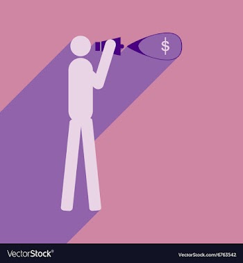 Modern flat icon with shadow man megaphone money vector image