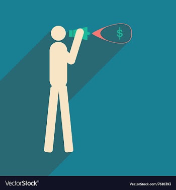 Modern flat icon with shadow man megaphone money vector image