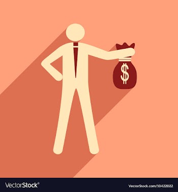 Modern flat icon with shadow man with bag of money vector image