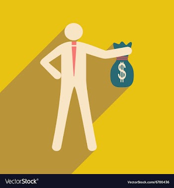 Modern flat icon with shadow man with bag of money vector image