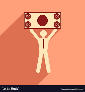 Modern flat icon with shadow man with bill vector image