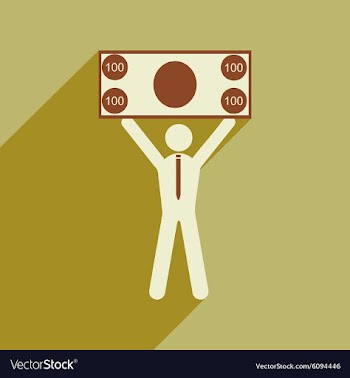 Modern flat icon with shadow man with bill vector image