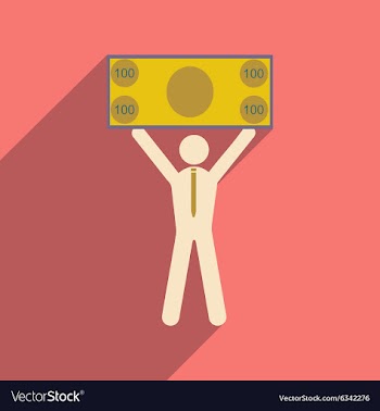 Modern flat icon with shadow man with bill vector image