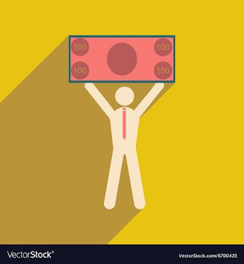 Modern flat icon with shadow man with bill vector image