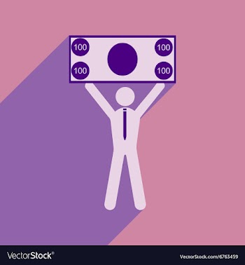 Modern flat icon with shadow man with bill vector image