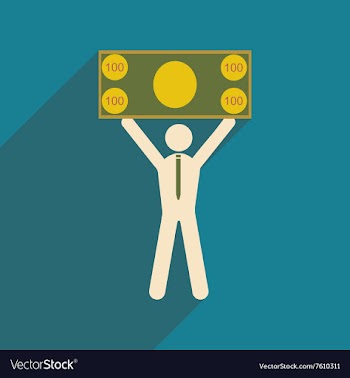 Modern flat icon with shadow man with bill vector image