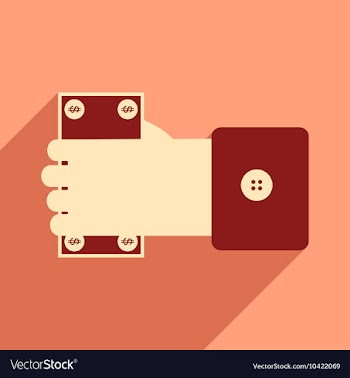 Modern flat icon with shadow Money in hand vector image
