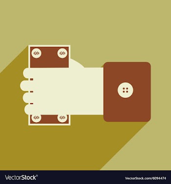 Modern flat icon with shadow Money in hand vector image