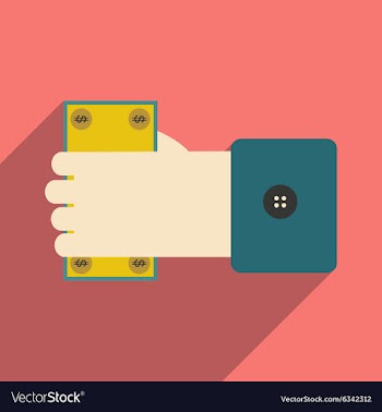 Modern flat icon with shadow Money in hand vector image