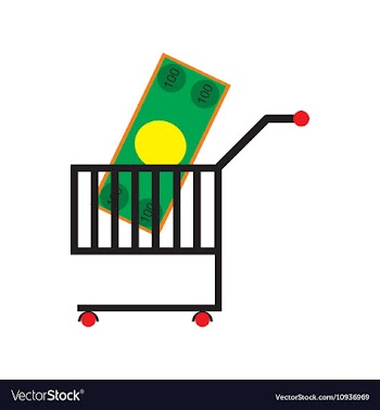 Modern flat icon with shadow money in trolley vector image