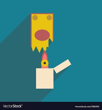 Modern flat icon with shadow money to burn vector image