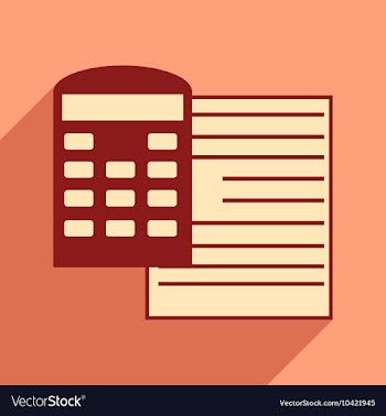 Modern flat icon with shadow paper and calculator vector image