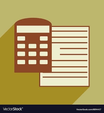 Modern flat icon with shadow paper and calculator vector image