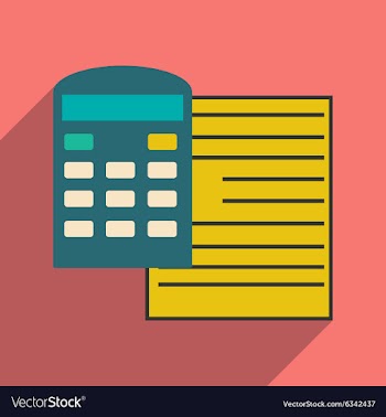 Modern flat icon with shadow paper and calculator vector image
