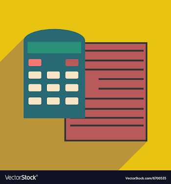 Modern flat icon with shadow paper and calculator vector image