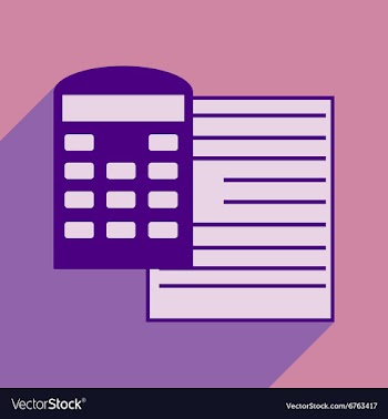 Modern flat icon with shadow paper and calculator vector image