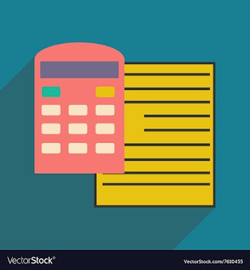 Modern flat icon with shadow paper and calculator vector image