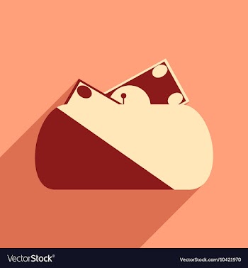 Modern flat icon with shadow purse and money vector image