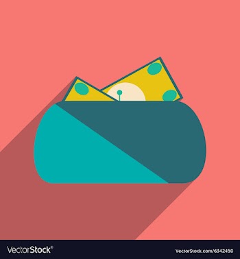 Modern flat icon with shadow purse and money vector image
