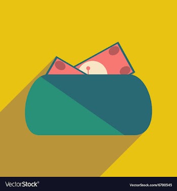 Modern flat icon with shadow purse and money vector image