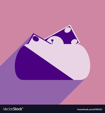 Modern flat icon with shadow purse and money vector image
