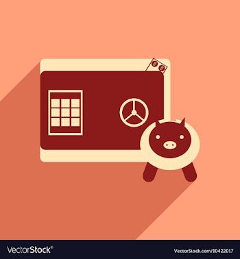 Modern flat icon with shadow safe and piggy bank vector image