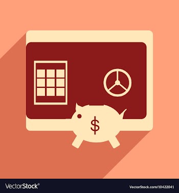 Modern flat icon with shadow safe and piggy bank vector image