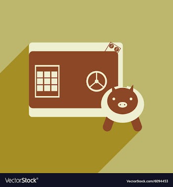 Modern flat icon with shadow safe and piggy bank vector image