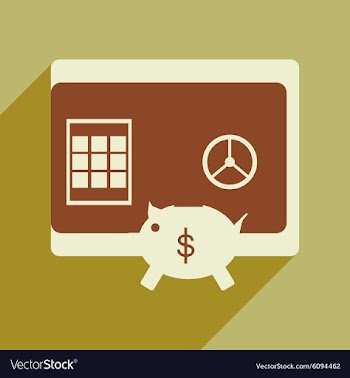 Modern flat icon with shadow safe and piggy bank vector image