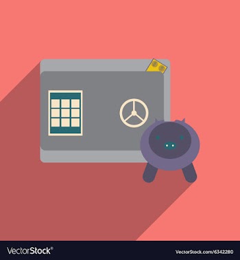 Modern flat icon with shadow safe and piggy bank vector image