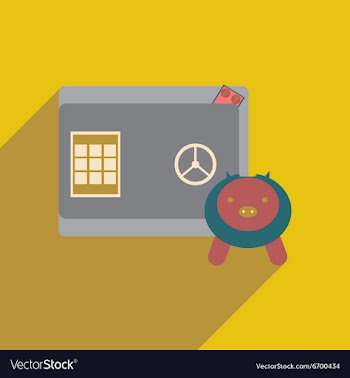 Modern flat icon with shadow safe and piggy bank vector image