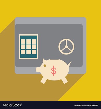 Modern flat icon with shadow safe and piggy bank vector image
