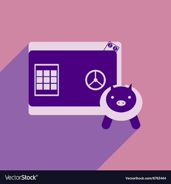 Modern flat icon with shadow safe and piggy bank vector image