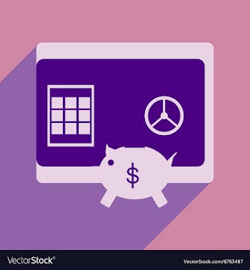 Modern flat icon with shadow safe and piggy bank vector image