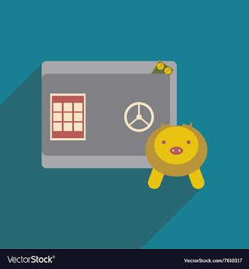 Modern flat icon with shadow safe and piggy bank vector image