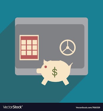 Modern flat icon with shadow safe and piggy bank vector image