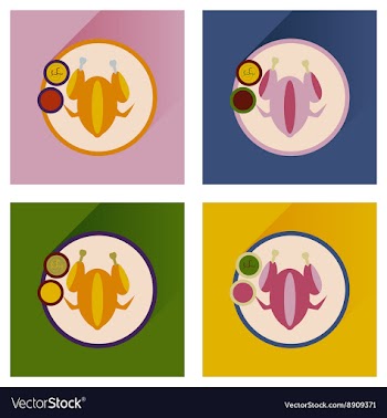 Modern flat icons collection chicken on vector image