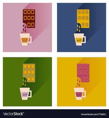 Modern flat icons collection cup coffee and vector image