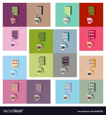Modern flat icons collection cup coffee and vector image